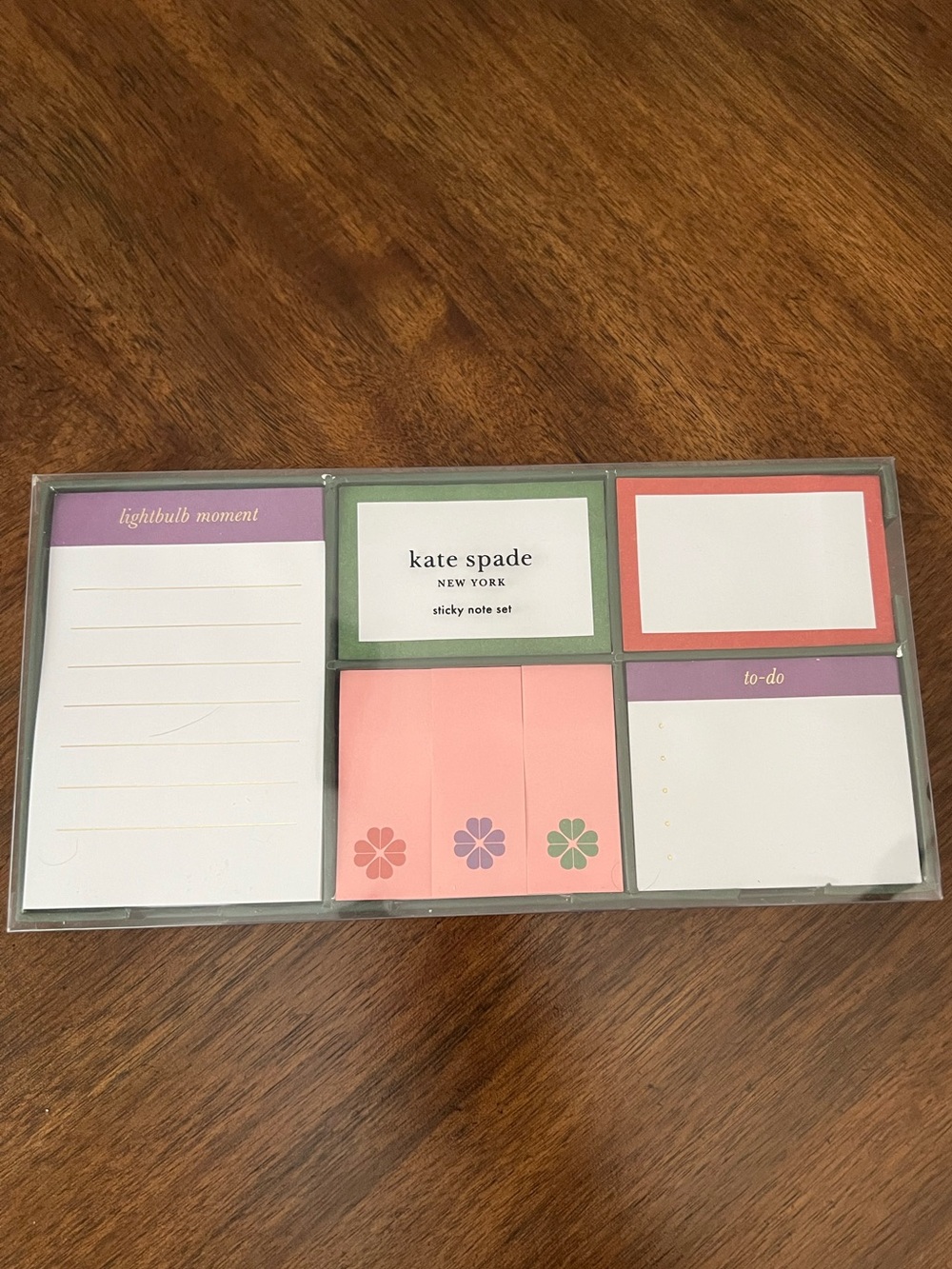 kate spade colorblock sticky note set - dark green